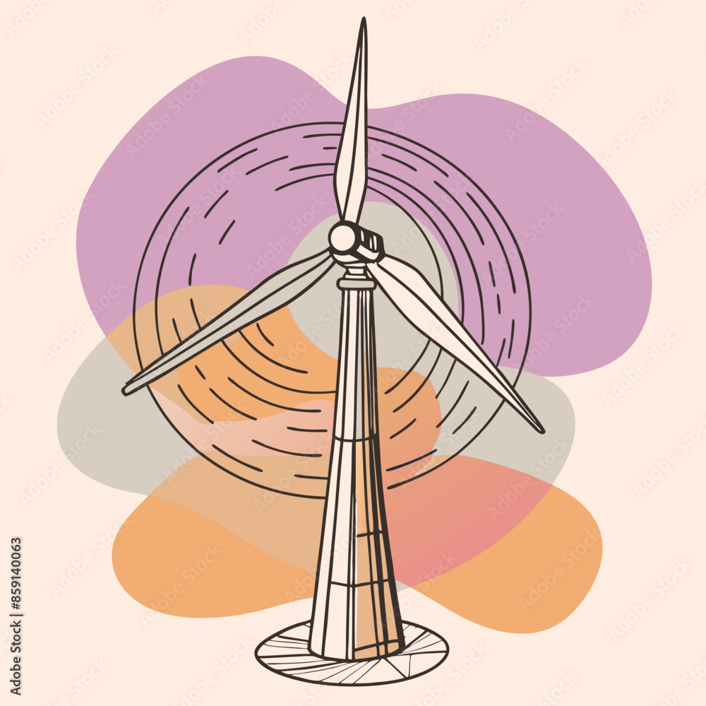 Wind Turbine, energy efficiency wind turbine illustration Wind Turbine, energy efficiency wind turbine illustration