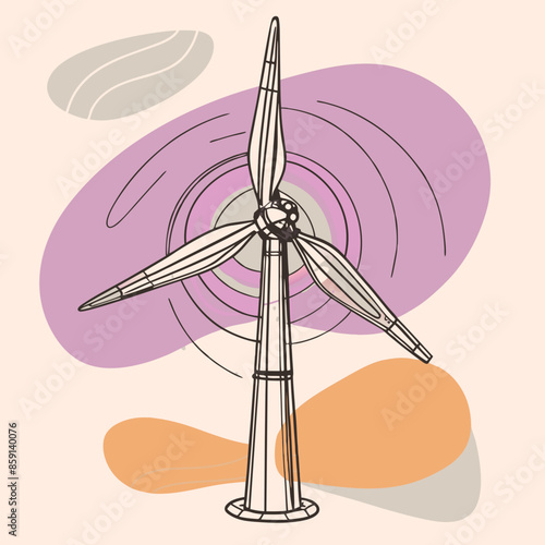 Wind Turbine, energy efficiency wind turbine illustration