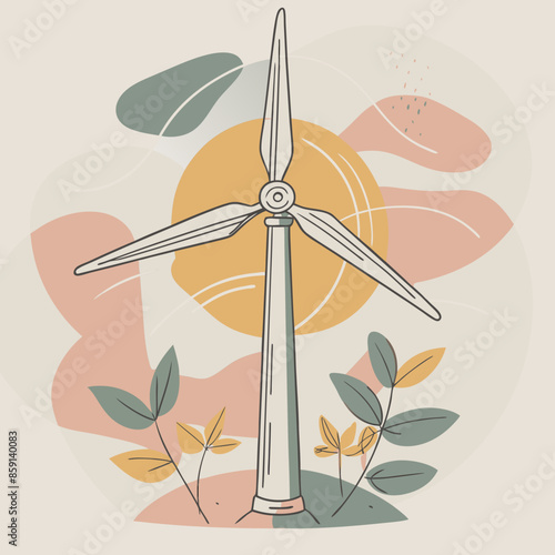 Wind Turbine, energy efficiency wind turbine illustration