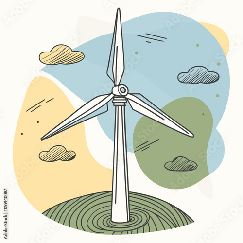 Wind Turbine, energy efficiency wind turbine illustration