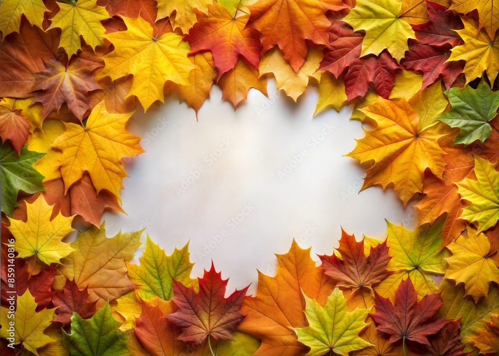 Autumn Maple Leaves Frame with Space for Text. Colorful Fall Border. Decorative frame with assortment of vibrant autumn leaves in shades of yellow, orange, and red surrounding a blank copy space. Autumn Maple Leaves Frame with Space for Text. Colorful Fall Border. Decorative frame with assortment of vibrant autumn leaves in shades of yellow, orange, and red surrounding a blank copy space.