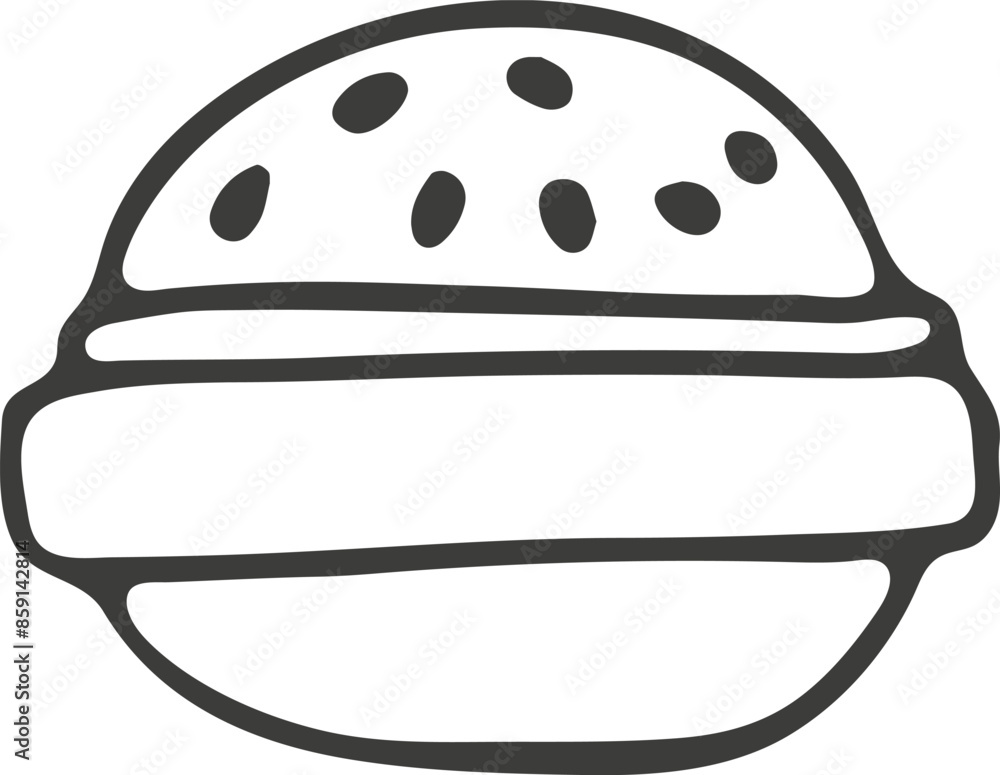 Hand drawn burger icon. Vector illustration, doodle style.
Hand drawn burger icon. Vector illustration, doodle style.