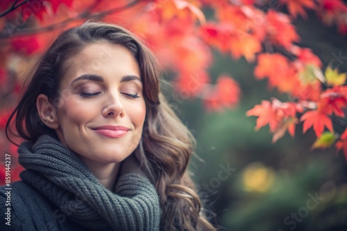 Autumn portrait of a very beautiful happy woman © pobaralia