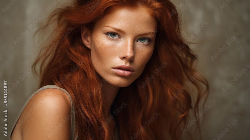 Close up beauty portrait of a sensual ginger woman. Close up beauty portrait of a sensual ginger woman.