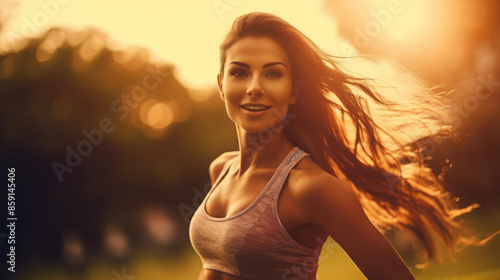Young woman stretching in preparation for running.