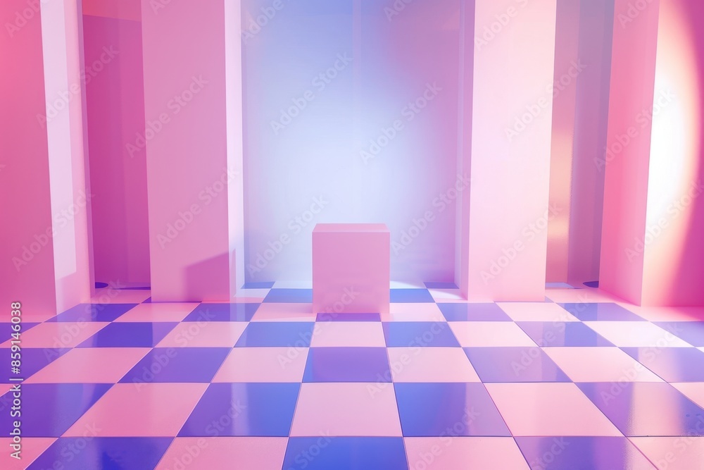 Abstract Minimalist Room With Pink and Blue Lighting Abstract Minimalist Room With Pink and Blue Lighting