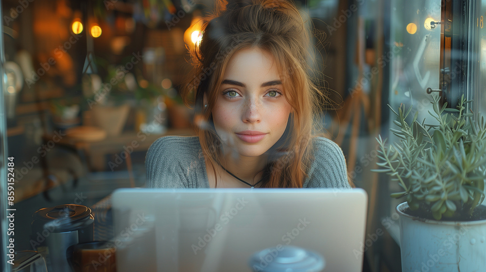 woman sitting in cafe woman sitting in cafe