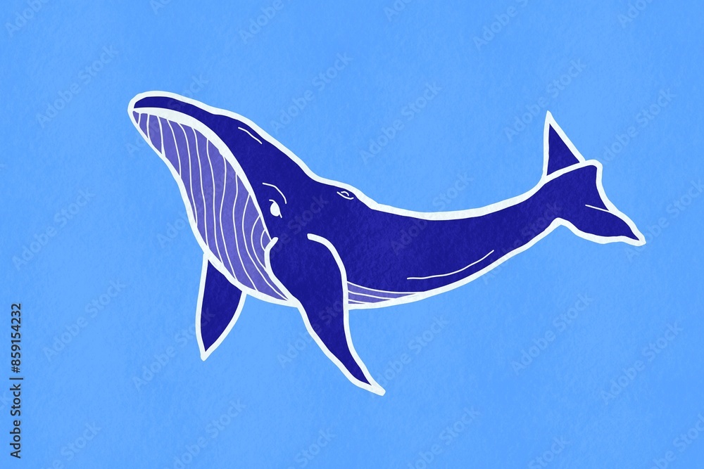 © ADDICTIVE STOCK - Simplistic blue illustration of a feeding whale on a plain background © ADDICTIVE STOCK - Simplistic blue illustration of a feeding whale on a plain background