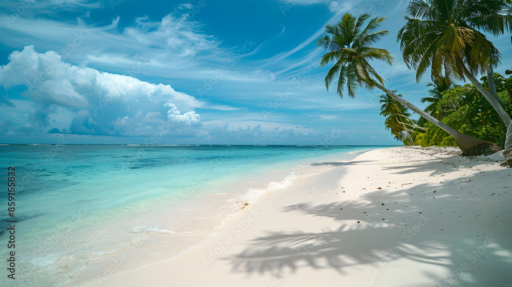 beach and sea landscape in summer with palm trees beach and sea landscape in summer with palm trees