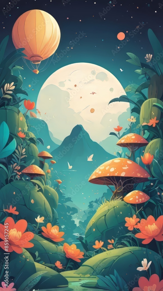 illustration of magical garden,beautiful art illustration of magical garden,beautiful art