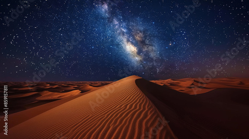 Breathtaking views of the Sahara Desert beneath a starry night sky.