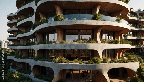 An unconventional residential complex inspired by organic forms found in nature ai-generated