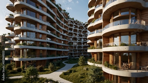 An unconventional residential complex inspired by organic forms found in nature ai-generated
