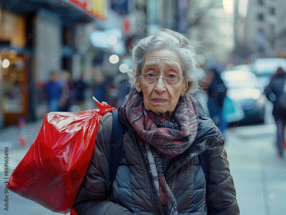 Senior lady goes shopping