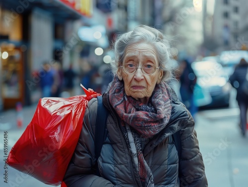 Obraz na płótnie Senior lady goes shopping w salonie