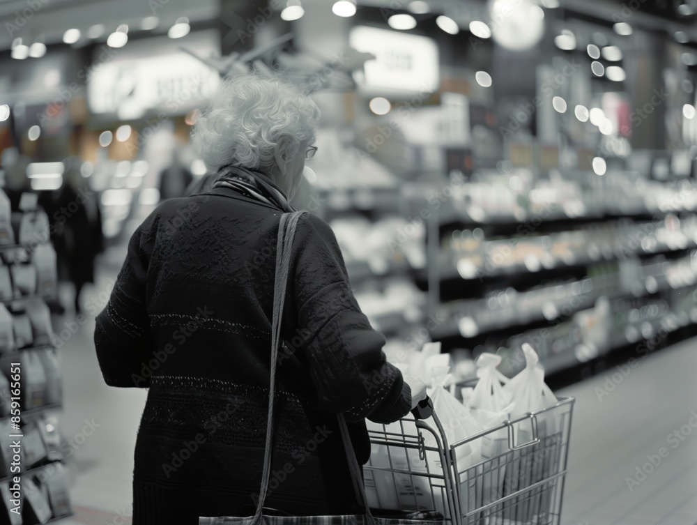 Senior lady goes shopping
