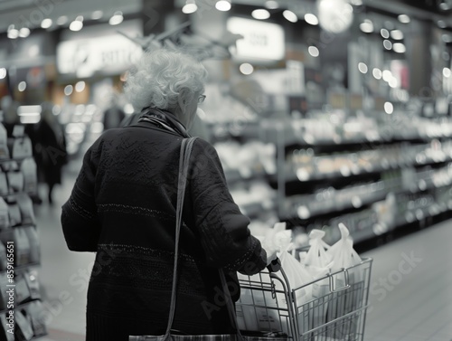 Obraz na płótnie Senior lady goes shopping w salonie