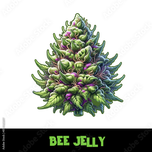Vector Illustrated Bee Jelly Cannabis Bud Strain Cartoon