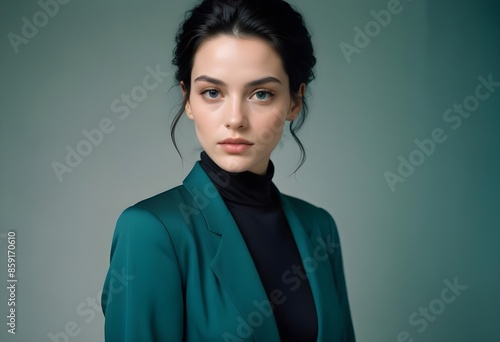 Beautiful elegant woman front view photo