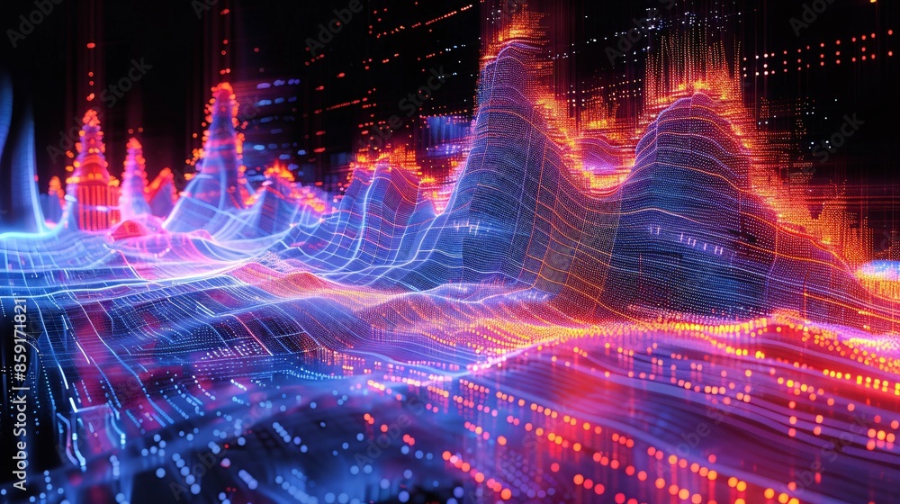Obraz premium Illustration of a machine learning process featuring artificial intelligence, deep data mining, and machine learning as components of modern computer technology concepts, portrayed in a 3D rendering