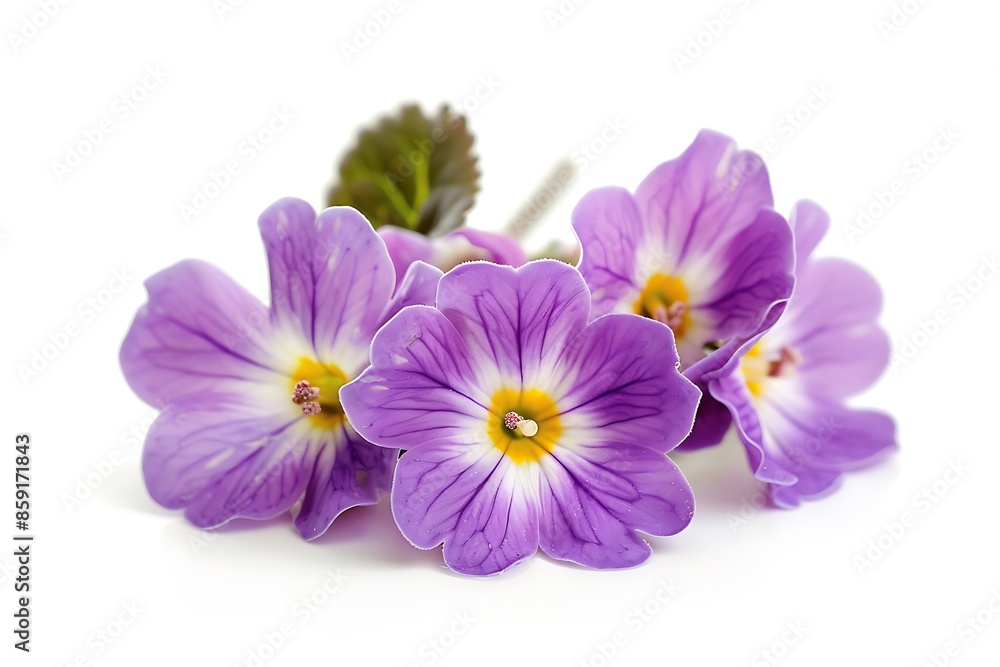 Obraz premium Purple Primrose Isolated on White Background. Beautiful Primrose Flower
