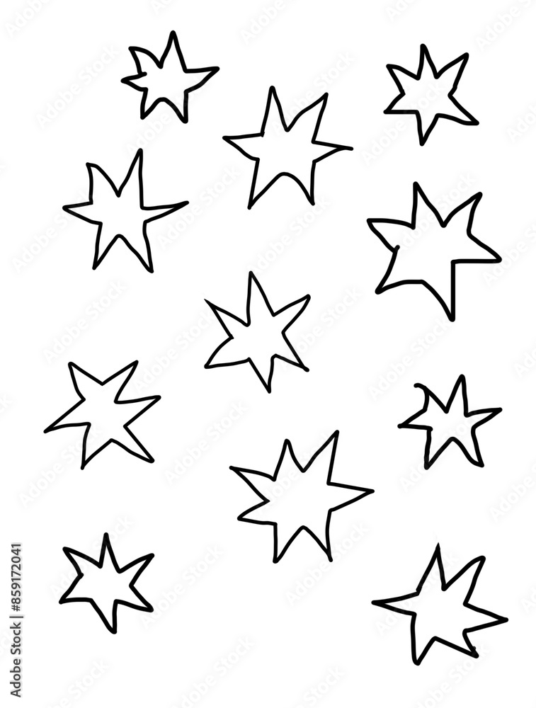 Stars in rough sketches black and white Stars in rough sketches black and white