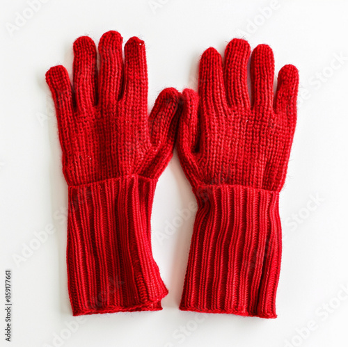 red fingerless gloves on a white background