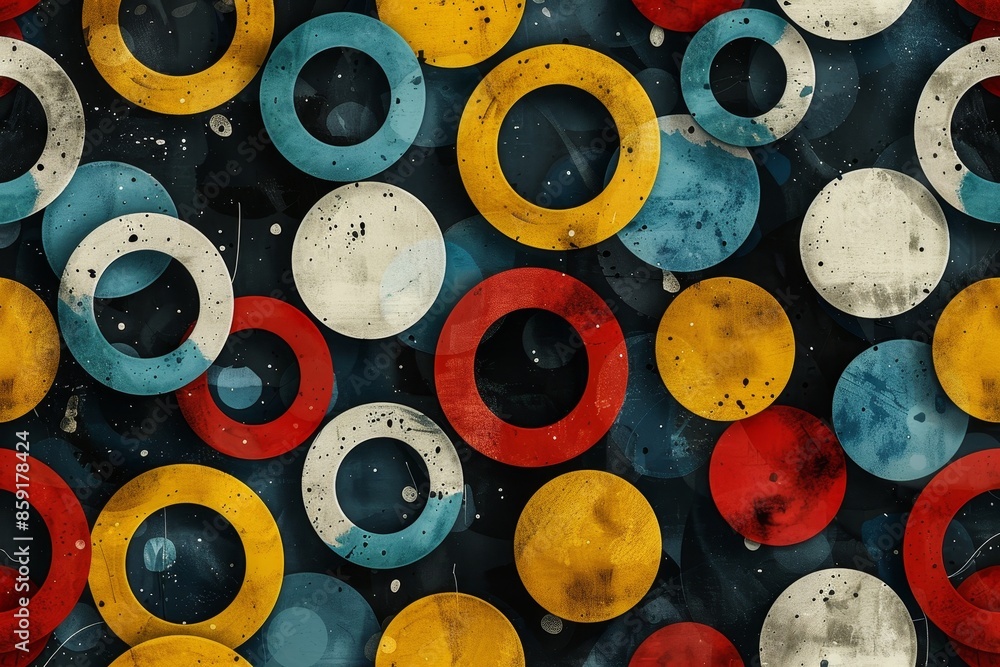 Fototapeta premium Colorful Circle Pattern on Dark Blue Background