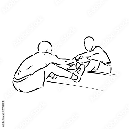 mas-wrestling Yakut sport vector sketch