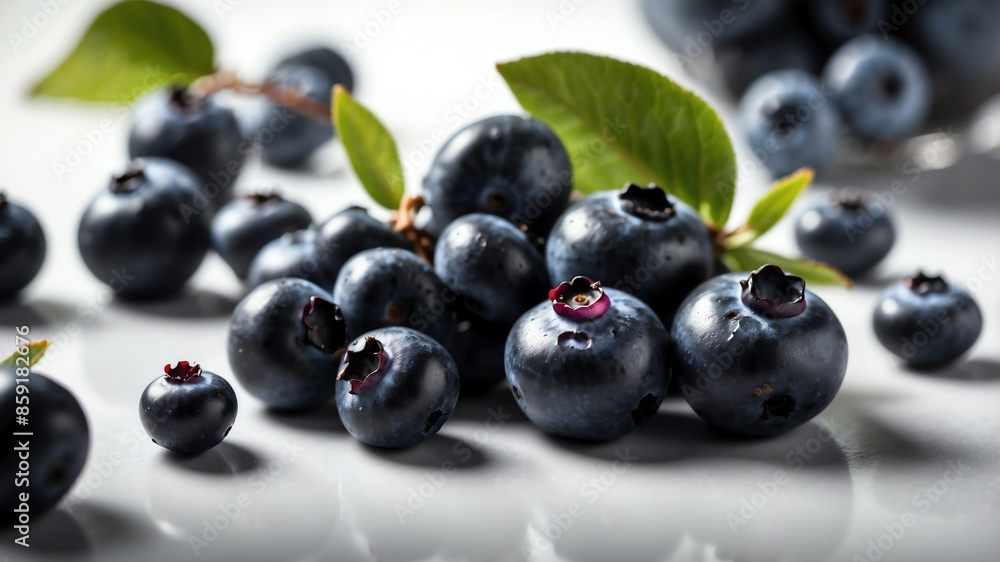 bunch of blueberry on white table and plain background with dramatic lighting bunch of blueberry on white table and plain background with dramatic lighting