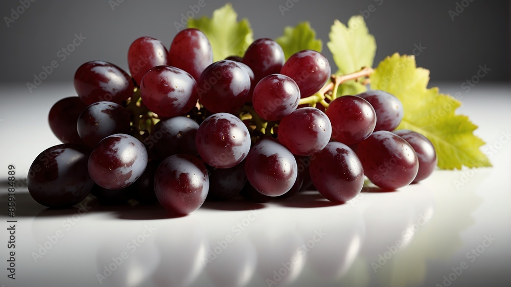 bunch of grapes on white table and plain background with dramatic lighting bunch of grapes on white table and plain background with dramatic lighting