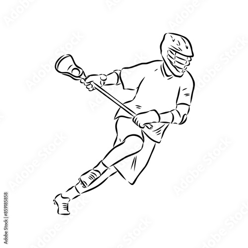 Lacrosse Sport Sketch Outline vector