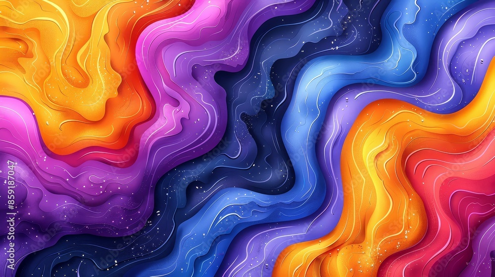 Abstract Digital Illustration of Wavy, Vibrant Colors