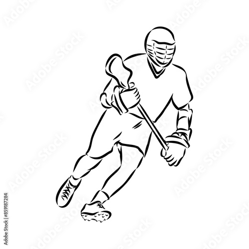 Lacrosse Sport Sketch Outline vector