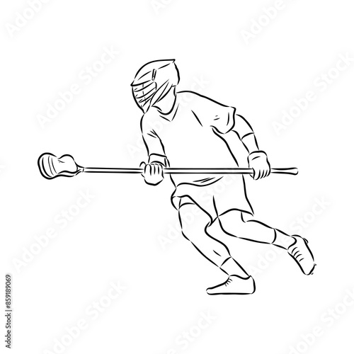 Lacrosse Sport Sketch Outline vector