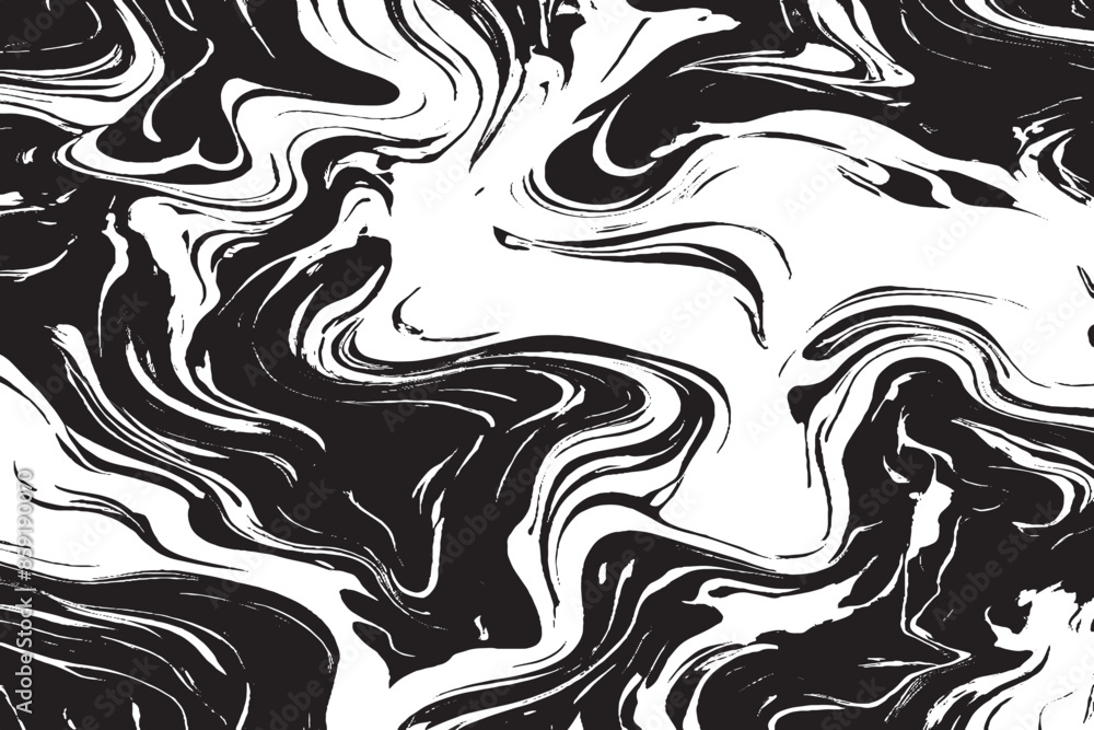 Black and White Abstract Digital Background with Interweaving Curved Shapes - Illustration Black and White Abstract Digital Background with Interweaving Curved Shapes - Illustration