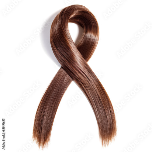 Wallpaper Mural Brown hair lock in the shape of awareness ribbon isolated on white background, Hair Donation for cancer patients Torontodigital.ca