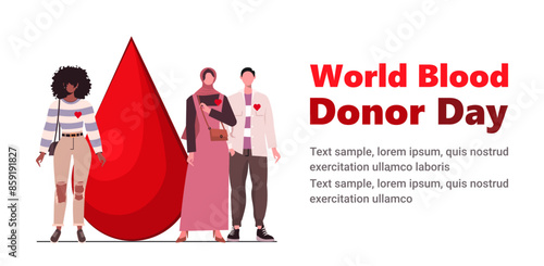 World Blood Donor Day June 14th. Blood donation concept. Blood Drop Sign. Modern concept for website development, social media, template web and mobile application development. 