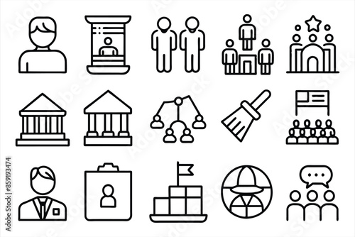 Social Policy icon set. editable stroke outline icons set. vector illustration.
