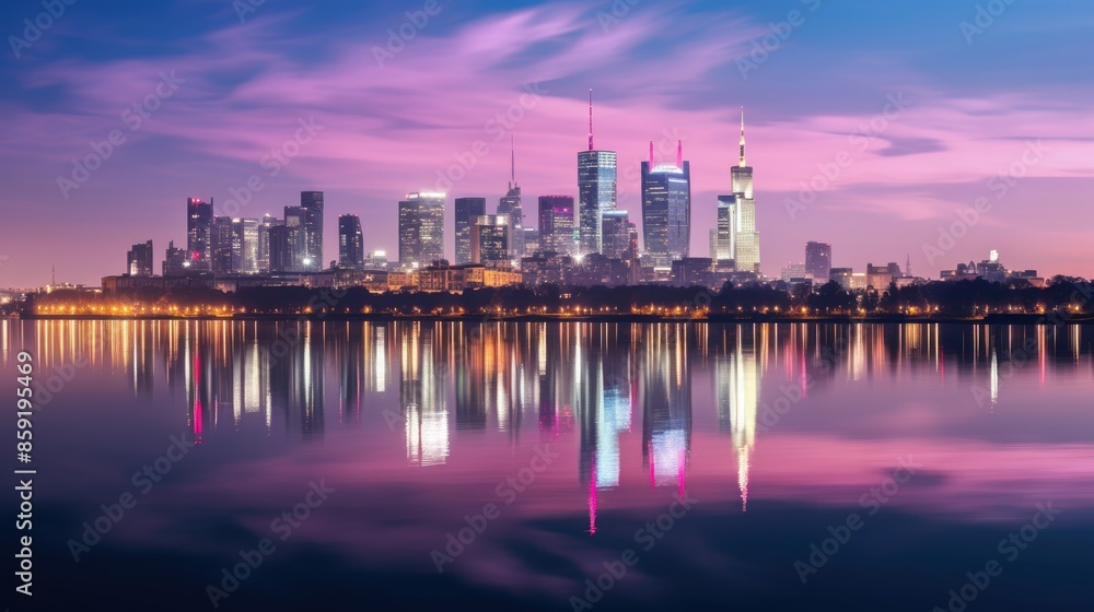 Fototapeta premium city skyline at sunset