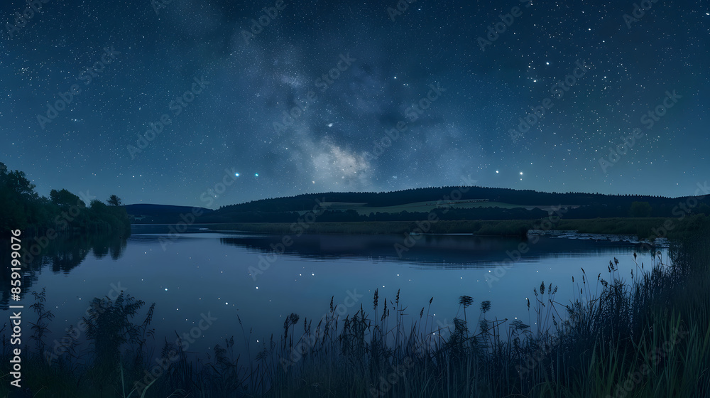stary night with milkyway on the lake and mountains landscape with reflection stary night with milkyway on the lake and mountains landscape with reflection