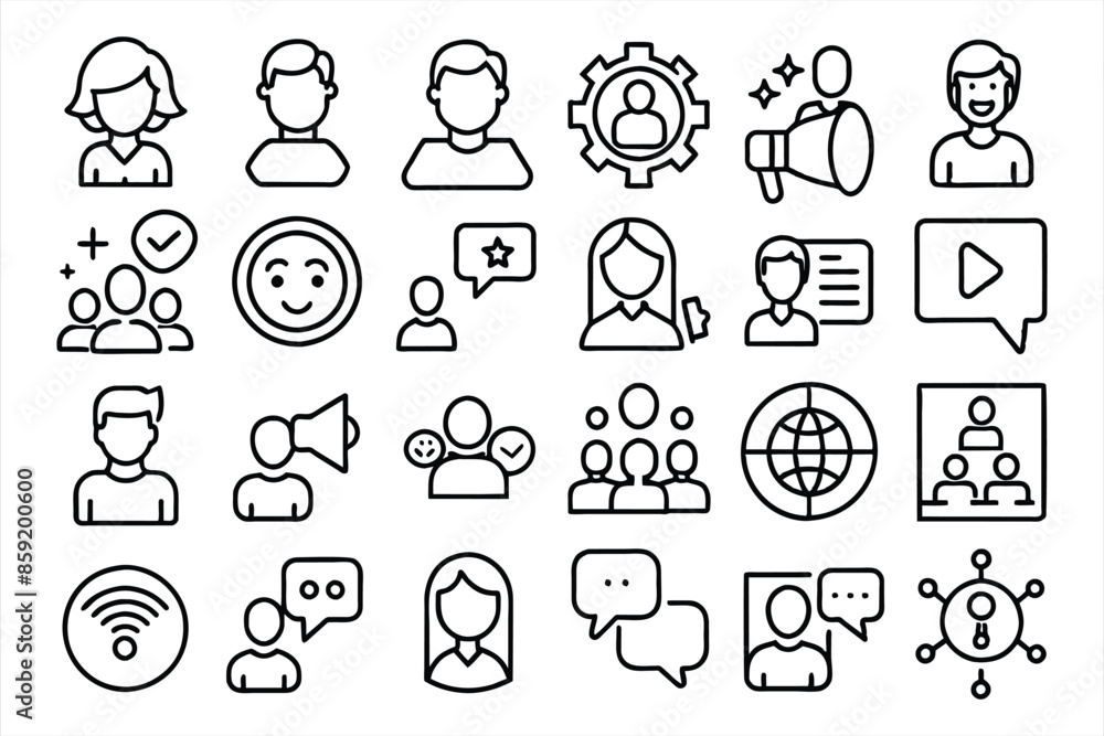 Influencer and social media marketing icon set. Influencer and social media marketing icon set.