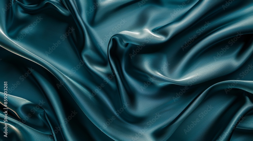 Obraz premium Teal Satin Draped Fabric Texture