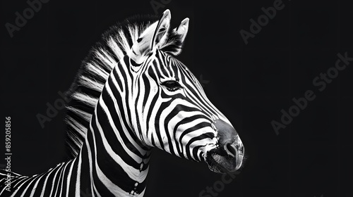 Wallpaper Mural portrait of zebra. Black and white version.  Torontodigital.ca