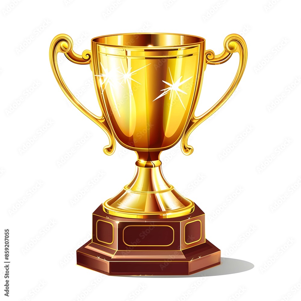 Gleaming Gold Trophy for Successful Achievement and Victory Clipart on white background Gleaming Gold Trophy for Successful Achievement and Victory Clipart on white background