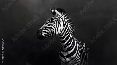 portrait of zebra. Black and white version.  © Berkah