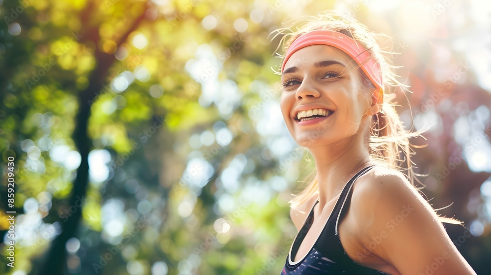 happy attractive sporty fit young woman, fitness and health concept, sport banner with copy space happy attractive sporty fit young woman, fitness and health concept, sport banner with copy space