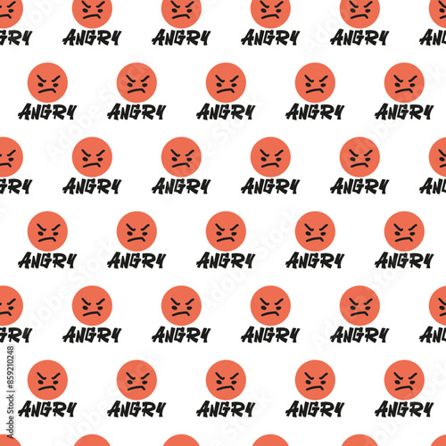 Boiling Red Anger Face Emoticon Vector Pattern