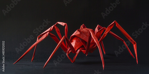 red origami spider isolated Sea Spider Pavouk z papíru photo