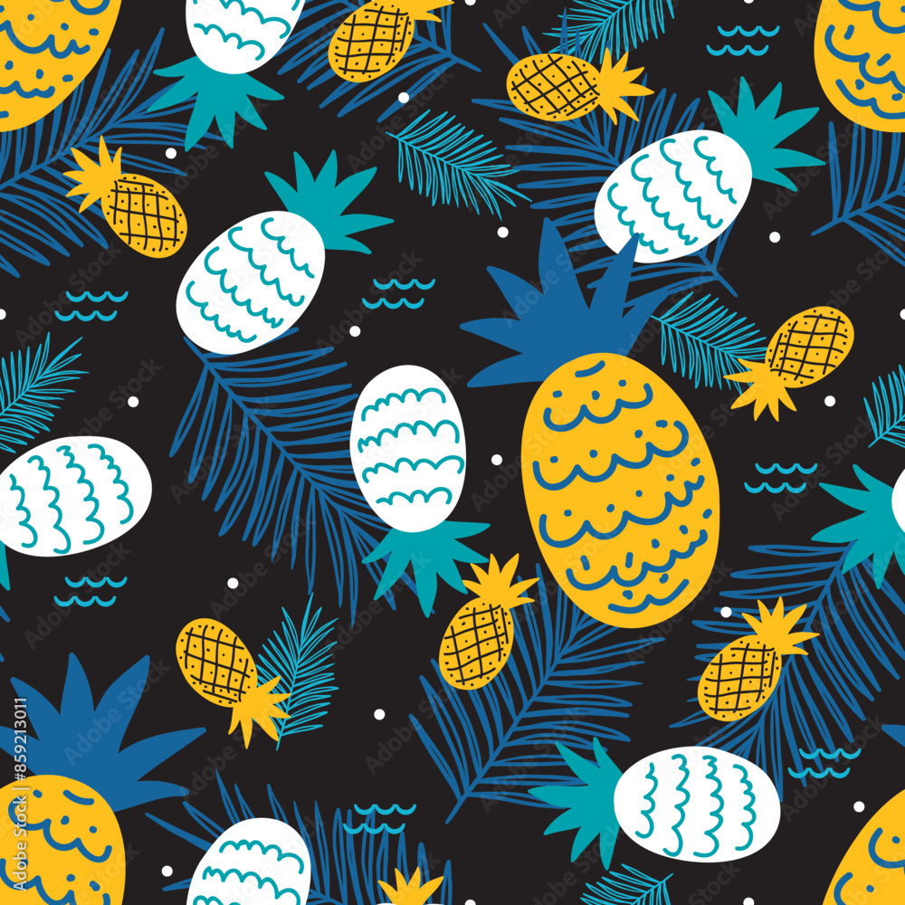 Tropical Midnight Pineapple Dance Charm Pattern Tropical Midnight Pineapple Dance Charm Pattern